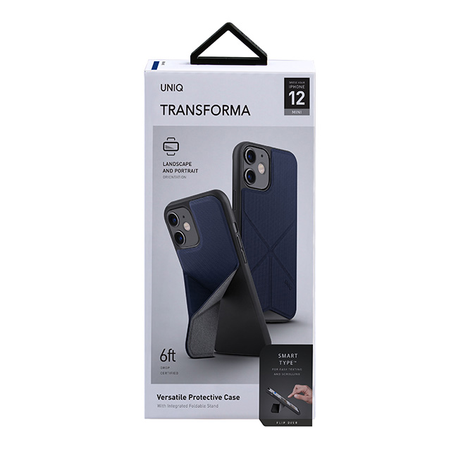 【iPhone12 mini ケース】Transeorma 耐衝撃ハイブリッド素材採用 折り畳み式スタンド ハードケース (ブルー)サブ画像