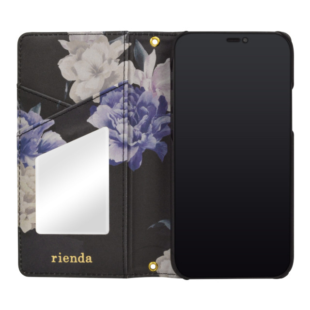 【iPhone12/12 Pro ケース】rienda プリント手帳 (Layer Flower/ブラック)サブ画像