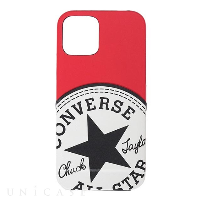 【iPhone12/12 Pro ケース】Big Circle Logo PU Leather Back Case カードポケット付き (RED)