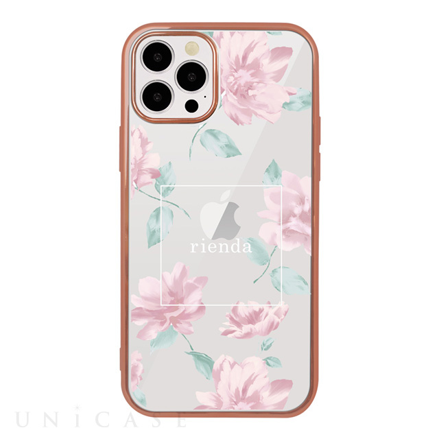 【iPhone12 Pro Max ケース】rienda メッキクリアケース (Lace Flower/ピンク)