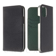 【iPhone11 Pro ケース】German Shrunken Calf Folio Case (Black×Vert Anglais)