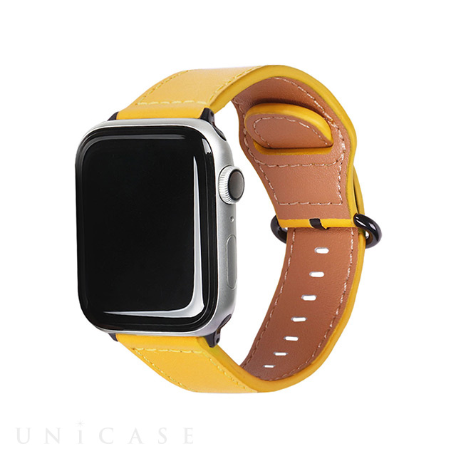 【Apple Watch バンド 41/40/38mm】GENUINE LEATHER STRAP (イエロー) for Apple Watch SE(第2/1世代)/Series9/8/7/6/5/4/3/2/1