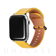 【Apple Watch バンド 49/45/44/42mm】GENUINE LEATHER STRAP (イエロー) for Apple Watch Ultra2/SE(第2/1世代)/Series9/8/7/6/5/4/3/2/1