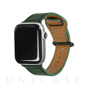 【Apple Watch バンド 49/45/44/42mm】GENUINE LEATHER STRAP (ディープグリーン) for Apple Watch Ultra2/SE(第2/1世代)/Series9/8/7/6/5/4/3/2/1
