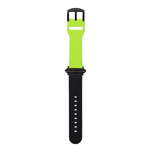 【Apple Watch バンド 49/45/44/42mm】“NEON” Italian Genuine Leather Watchband (Neon Green/Black) for Apple Watch Ultra2/SE(第2/1世代)/Series9/8/7/6/5/4/3/2/1サブ画像