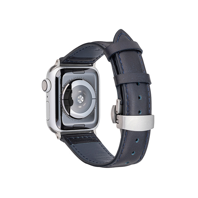 【Apple Watch バンド 49/45/44/42mm】Museum-calf German Leather Watchband (Navy) for Apple Watch Ultra2/1/SE(第2/1世代)/Series9/8/7/6/5/4/3/2/1サブ画像