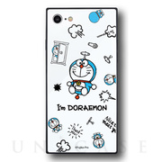 【iPhoneSE(第3/2世代)/8/7 ケース】I’m Doraemon スクエアガラスケース (総柄)