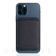 【iPhone】MagSafe対応 Full Grain Leather カードケース (ブラックブルー)