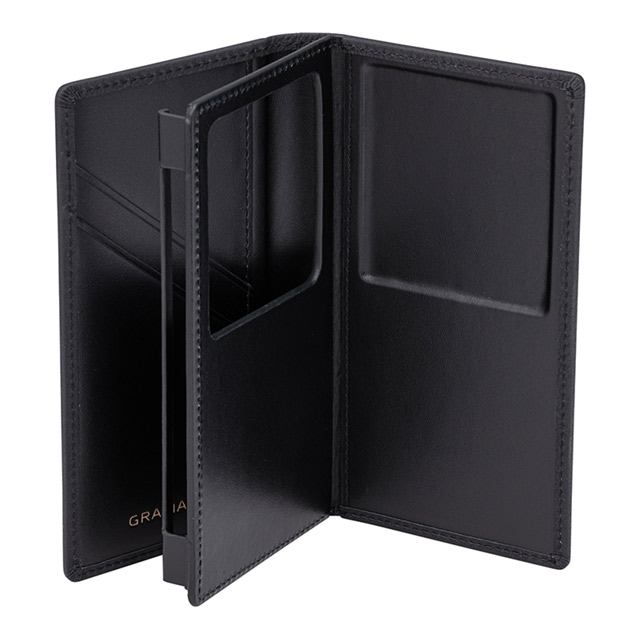 【マルチ スマホケース】”UNIVERSAL CASE” German Shrunken-calf Genuine Leather Book Case (Small size) Blackサブ画像