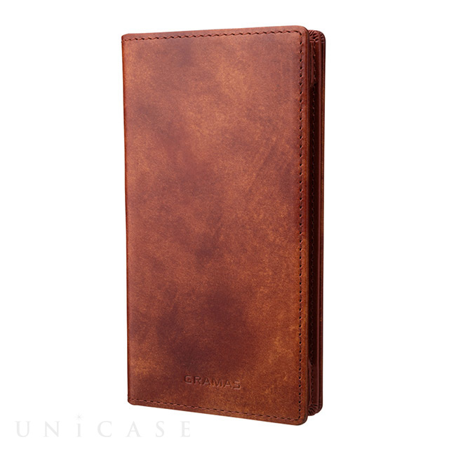 【マルチ スマホケース】”UNIVERSAL CASE” Museum-calf Leather Book Case (Small size) Brown
