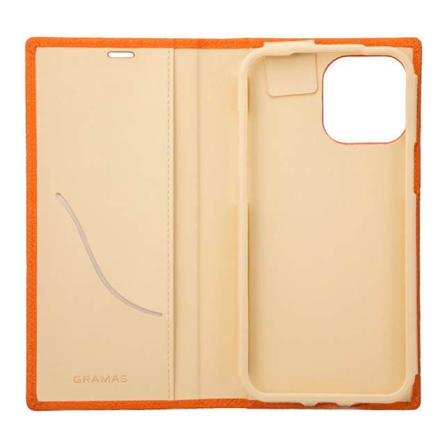 【iPhone13 Pro Max ケース】German Shrunken-calf Genuine Leather Book Case (Orange)サブ画像