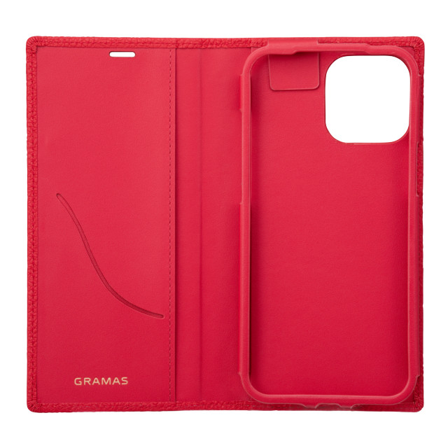【iPhone13 Pro Max ケース】German Shrunken-calf Genuine Leather Book Case (Red)サブ画像