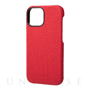 【iPhone13 mini/12 mini ケース】German Shrunken-calf Leather Shell Case (Red)