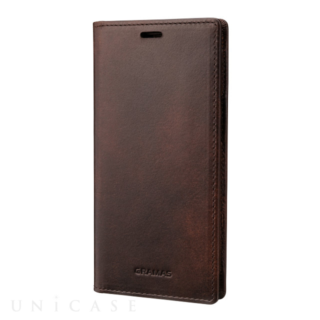 【iPhone13 mini/12 mini ケース】Museum-calf Genuine Leather Book Case (Dark Brown)