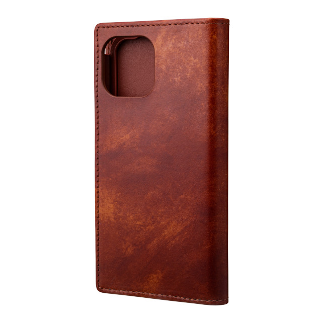 【iPhone13 mini/12 mini ケース】Museum-calf Genuine Leather Book Case (Dark Brown)サブ画像