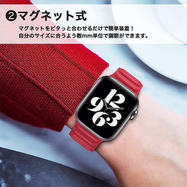 【Apple Watch バンド 41/40/38mm】PUレザー マグネットホールドバンド (ホワイト) for Apple Watch SE(第2/1世代)/Series9/8/7/6/5/4/3/2/1サブ画像
