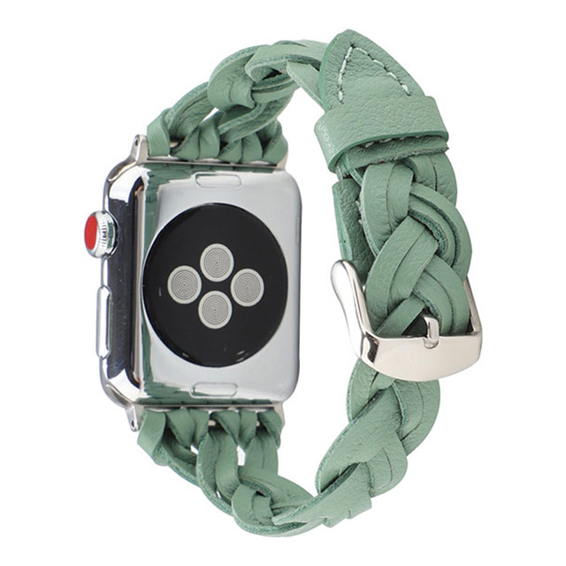 【Apple Watch バンド 41/40/38mm】ラティスレザーベルト (グリーン) for Apple Watch SE(第2/1世代)/Series9/8/7/6/5/4/3/2/1サブ画像