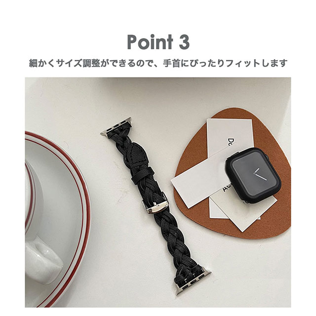 【Apple Watch バンド 41/40/38mm】ラティスレザーベルト (グリーン) for Apple Watch SE(第2/1世代)/Series9/8/7/6/5/4/3/2/1サブ画像