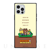 【iPhone12/12 Pro ケース】BROWN＆MINIONS スクエアガラスケース (ソファ)