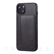 【iPhone13 ケース】ポケット兼スタンド付PUレザーケース「SHELL CARD」 (ダークグレー)