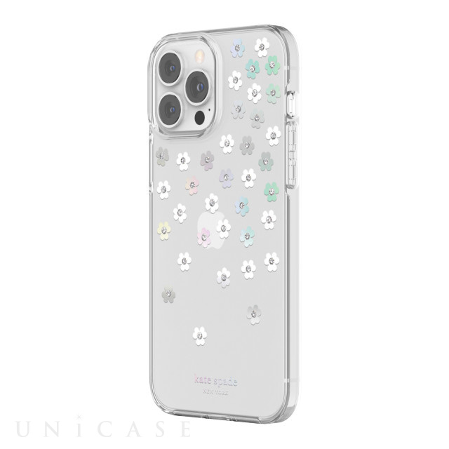 【iPhone13 Pro Max ケース】Protective Hardshell Case (Scattered Flowers/Iridescent/Clear/White/Gems)