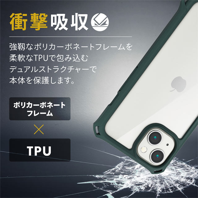 【iPhone13 ケース】ハイブリッドケース/ZEROSHOCK/フレームカラー (カーキ)サブ画像