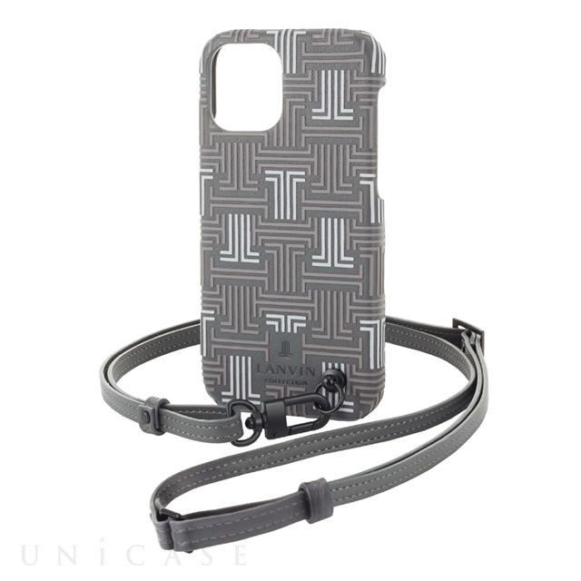【iPhone13 Pro ケース】Shell Case Signature with Neck Strap (Gray)