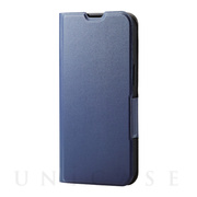 【iPhone13 Pro ケース】レザーケース 手帳型 UltraSlim 薄型 磁石付き (ネイビー)
