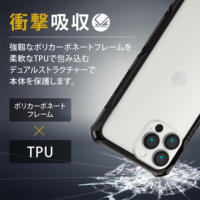【iPhone13 Pro Max ケース】ハイブリッドバンパーケース/ZEROSHOCK (ブラック)サブ画像