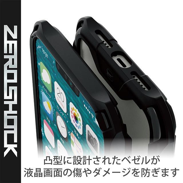 【iPhone13 Pro Max ケース】ハイブリッドバンパーケース/ZEROSHOCK (ブラック)サブ画像
