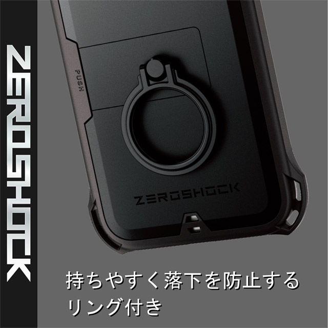 【iPhone13 mini ケース】ハイブリッドケース/ZEROSHOCK/リング付き (ブラック)サブ画像