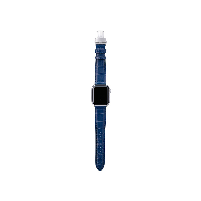 【Apple Watch バンド 49/45/44/42mm】Croco Embossed Genuine Leather Watchband (Navy) for Apple Watch Ultra2/SE(第2/1世代)/Series9/8/7/6/5/4/3/2/1サブ画像