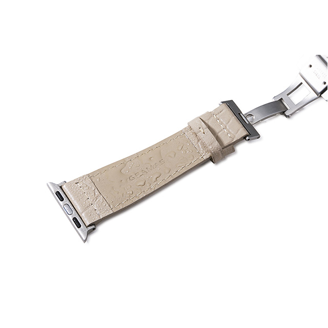【Apple Watch バンド 49/45/44/42mm】Croco Embossed Genuine Leather Watchband (Greige) for Apple Watch Ultra2/SE(第2/1世代)/Series9/8/7/6/5/4/3/2/1サブ画像