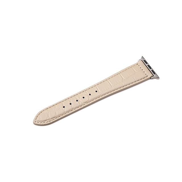 【Apple Watch バンド 41/40/38mm】Croco Embossed Genuine Leather Watchband (Greige) for Apple Watch SE(第2/1世代)/Series9/8/7/6/5/4/3/2/1サブ画像