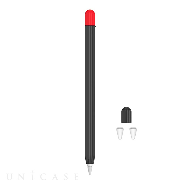 【Apple Pencil(第1世代)】Apple Pencil1 シリコンカバー ツートンカラー 3点セット (ブラック)