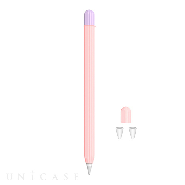 【Apple Pencil(第1世代)】Apple Pencil1 シリコンカバー ツートンカラー 3点セット (ピンク)