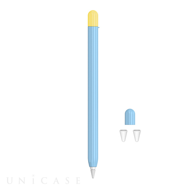 【Apple Pencil(第2世代)】Apple Pencil2 シリコンカバー ツートンカラー 3点セット (ブルー)