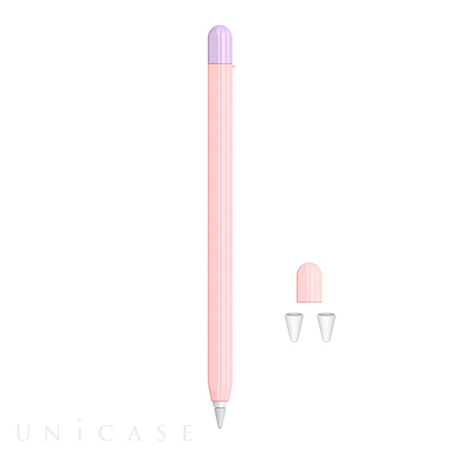 【Apple Pencil(第2世代)】Apple Pencil2 シリコンカバー ツートンカラー 3点セット (ピンク)