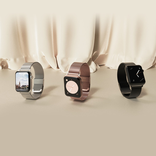 【Apple Watch バンド 45/44/42mm】CLIP MESH BAND (ローズゴールド) for Apple Watch SE(第2/1世代)/Series9/8/7/6/5/4/3/2/1サブ画像