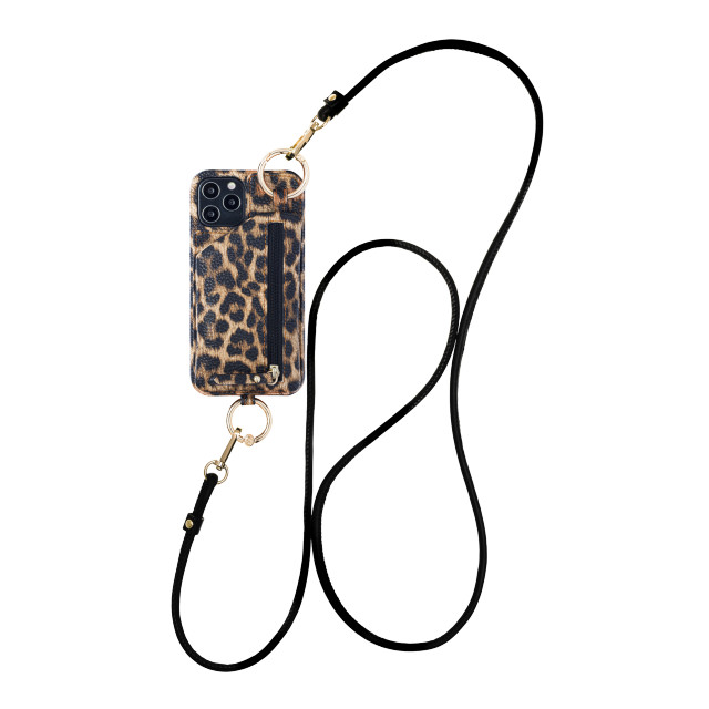 【iPhone12/12 Pro ケース】Necklace Case With Multi-Strap + Zip Pocket (Leopard)サブ画像