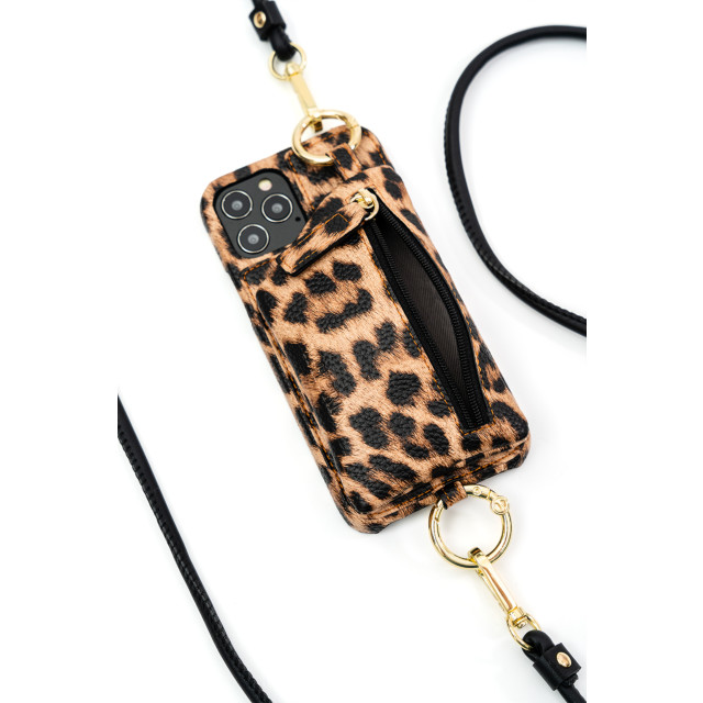 【iPhone12/12 Pro ケース】Necklace Case With Multi-Strap + Zip Pocket (Leopard)サブ画像