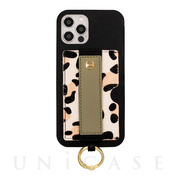 【iPhone12/12 Pro ケース】Vegan Leather Case With Holding Strap + Pocket + Ring (Black/ Leo)