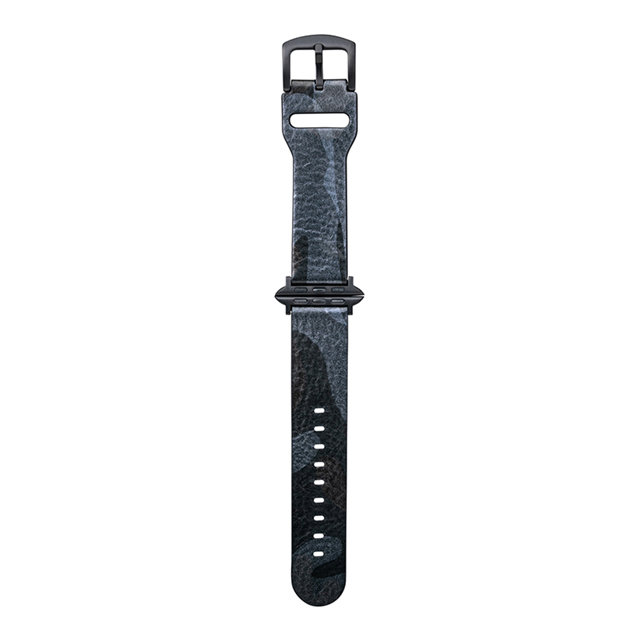 【Apple Watch バンド 41/40/38mm】”CAMO” Italian Genuine Leather Watchband (Black/Gunmetal) for Apple Watch SE(第2/1世代)/Series9/8/7/6/5/4/3/2/1サブ画像