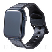 【Apple Watch バンド 41/40/38mm】”CAMO” Italian Genuine Leather Watchband (Black/Gunmetal) for Apple Watch SE(第2/1世代)/Series9/8/7/6/5/4/3/2/1