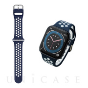 【Apple Watch バンド 45/44/42mm】バンド/シリコン/アクティブタイプ (ネイビー×ホワイト) for Apple Watch SE(第2/1世代)/Series7/6/5/4/3/2/1