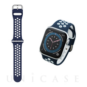 【Apple Watch バンド 41/40/38mm】バンド/シリコン/アクティブタイプ (ネイビー×ホワイト) for Apple Watch SE(第2/1世代)/Series8/7/6/5/4/3/2/1