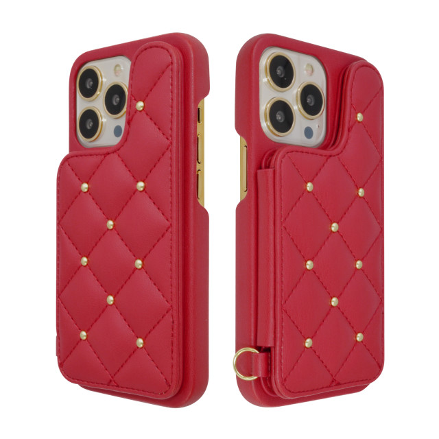 【iPhone13/13 Pro ケース】CECIL McBEE キルティング背面ケース (RED)サブ画像