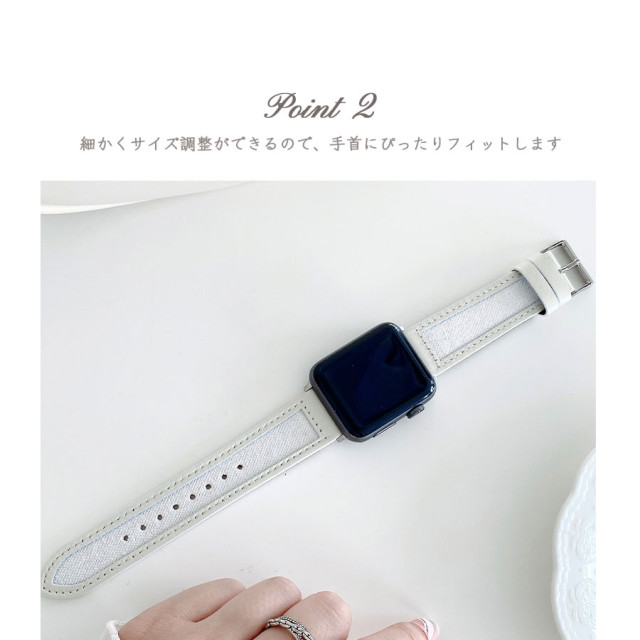 【Apple Watch バンド 41/40/38mm】キャンパスキ地 ステッチベルト (モカ) for Apple Watch SE(第2/1世代)/Series9/8/7/6/5/4/3/2/1サブ画像
