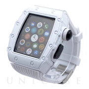 【Apple Watch バンド 44mm】HUALIMEI 一体型メタルケースシリコンバンド (ホワイト) for Apple Watch SE(第1世代)/Series6/5