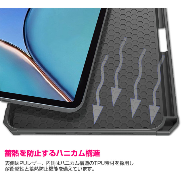 【iPad mini(8.3inch)(第6世代) ケース】ペンシル収納付きレザーケース (ネイビー)サブ画像